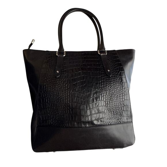 Decadent Copenhagen Large Leather Top Handle Work Tote in Black - Picture 1 of 8